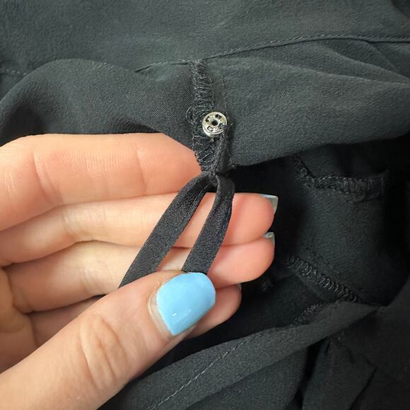 J. Crew 100% Silk Tie-Neck Chiffon Top Ruffle Semi-Sheer Long Sleeve Blouse - Picture 15 of 16